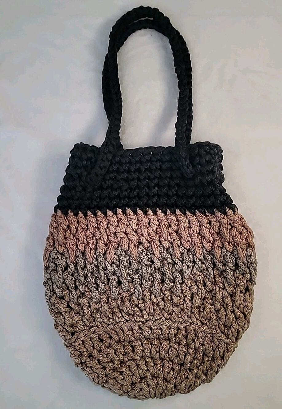 Handmade Crochet Handbag Boho Tote Brown Beige Ombre Market Bag Cottagecore